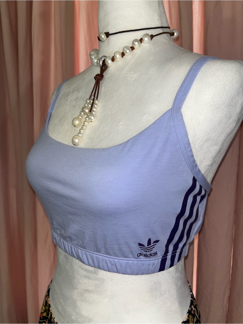 Adidas Lavender Sports bra with Three Stripes